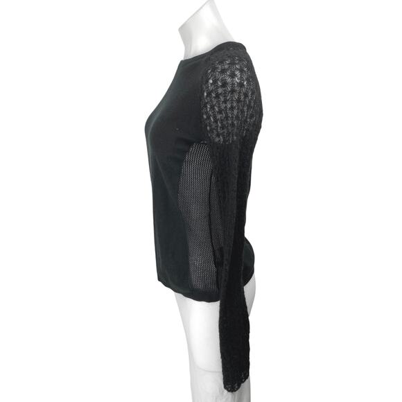 Tildon Women's Black Long Sleeve Open Back Mesh Knit Pullover Sweater Top Size S - Picture 3 of 6